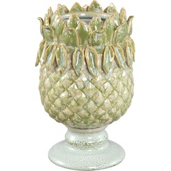 PTMD Tamiah Green ceramic pineapple shaped pot on base