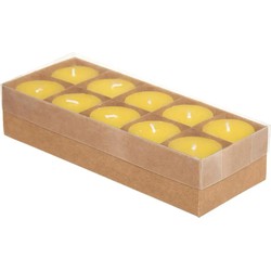 Atmosphera Citronella/citroen geur stomp kaarsjes - 10x stuks - 7 branduren - geel - geurkaarsen