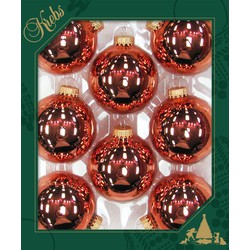 24x stuks glazen kerstballen 7 cm gepolijst koper - Kerstbal