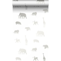 Origin Wallcoverings behang dieren mat wit en glanzend zilver - 0,53 x 10,05 m - 347688