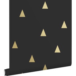 ESTAhome behang grafische driehoeken zwart en goud - 0,53 x 10,05 m - 139123