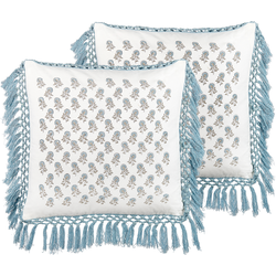 PALLIDA  - Sierkussen set van 2 - Wit - 45 x 45 cm - Katoen