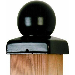 Paal-ornament bol zwart gecoat 71x71 mm - Eurofix
