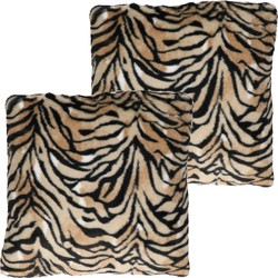 2x stuks woonkussens/sierkussens tijger dierenprint 45 x 45 cm - Sierkussens