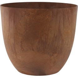 Bloempot/plantenpot van gerecycled kunststof terra bruin D38 en H33 cm - Plantenpotten