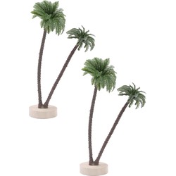 2x stuks palmboom miniatuur beeldjes 24 cm - Beeldjes