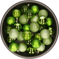 Kunststof kerstballen 48x stuks appel groen 6 cm - Kerstbal