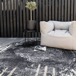 Rond Buiten vloerkleed sage - Zwart - dubbelzijdig - EVA Interior - Polypropyleen