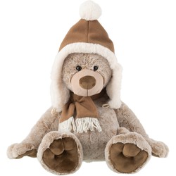 J-line - Bear+hat Plush Polyester Brown Large - 43x30x43cm