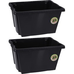 2x Stuks Opberg boxen/dozen - kunststof - 20 liter - 42 x 33 x 23 cm - Opbergbox