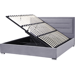 ROUEN - Bed met opbergruimte - Donkergrijs - 180 x 200 cm - Fluweel