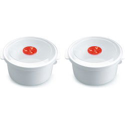 PlasticForte Magnetron bakje - 2x - 2L - voedsel opwarmen - 22x20 cm - Magnetronbakken