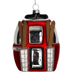 Ornament kerstbal Skilift Glas Rood 10.5