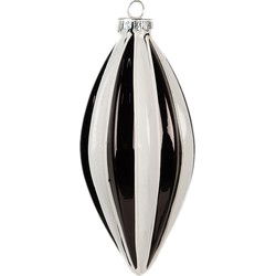 Clayre & Eef Kerstbal Zwart Wit Glas