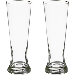 Set van 8x stuks bierglazen transparant 370 ml - 7 x 21 cm - Bierglazen