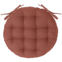 Atmosphera Stoelkussen rond - terracotta - katoen - 38 x 6.5 cm - tuinstoelkussens