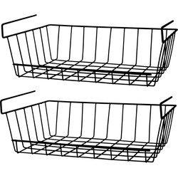 Opberg/opruim hangmandjes/kastmandjes - 2x stuks - Zwart - 40 cm - Metaal - Opbergmanden