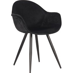 LABEL51 Eetkamerstoel Forli - Zwart - Fluweel - Black Frame