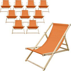 houten klapstoel 3 ligposities tot 120 kg oranje