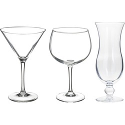 Cocktailglazen set - gin/martini/blue hawaii glazen - 12x stuks - Drinkglazen