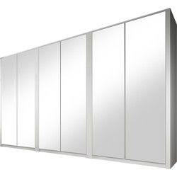 Meubella - Kledingkast Malibu - Wit - 339 cm - Met spiegel