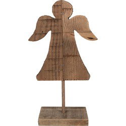 Clayre & Eef Decoratie Beeld Engel Bruin Hout