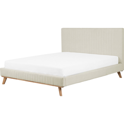 TALENCE  - Tweepersoonsbed - Lichtbeige - 180 x 200 cm - Chenille