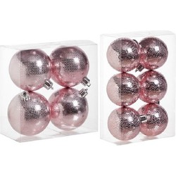 Kerstversiering set circel-motief kerstballen roze 6 - 8 cm - pakket van 26x stuks - Kerstbal