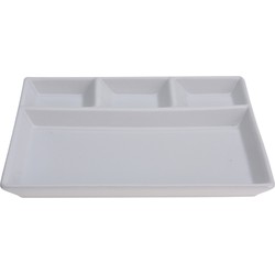 1x Witte dinerborden van porselein met 4 vakken 24 x 19 cm - Gourmetborden