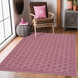 Badmat Kelim Wasbaar Roze Laagpolig Badkamer Toiletmat  Anti Slip- 120x160 CM