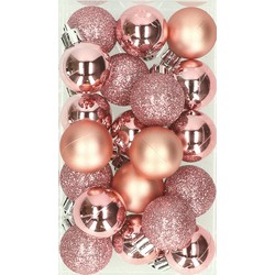 Cosy & Trendy kerstballen - roze - D3 cm - kunststof - Kerstbal