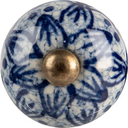 Clayre & Eef Deurknop Ø 3x3 cm Blauw Keramiek