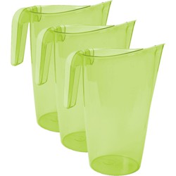 4x stuks waterkan/sapkan transparant/groen met inhoud 1.75 liter kunststof - Schenkkannen