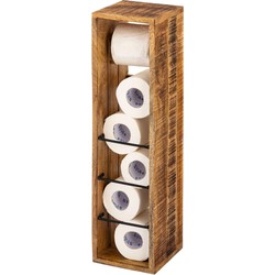 SVJ Toiletpapierhouder Rechthoekig - 17 x 17 x 65 cm - Hout - Bruin