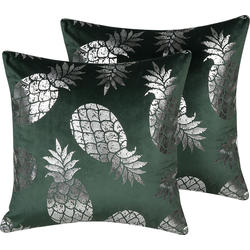 ASTILBE  - Sierkussen set van 2 - Donkergroen - 45 x 45 cm - Fluweel
