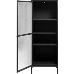 Vitrinekast Zwart - 40x58x160cm - Metaal - Kast Bronco