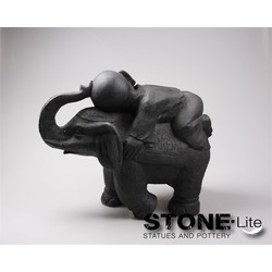 Buddha Elefant l55b24h44 cm schwarz - stonE'lite