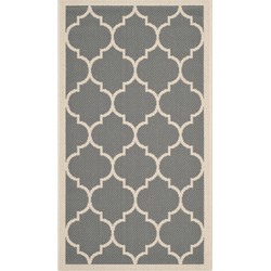 Safavieh Trellis Indoor/Outdoor Woven Area Rug, Courtyard Collection, CY6914, in Anthracite & Beige, 69 X 244 cm