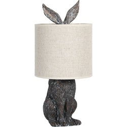 Clayre & Eef Tafellamp Konijn Ø 20x45 cm  Bruin Beige Kunststof Rond Bureaulamp