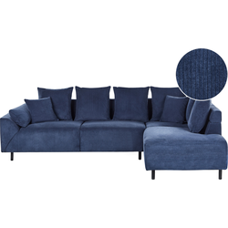 Beliani LUNNER - Hoekbank-Blauw-Corduroy