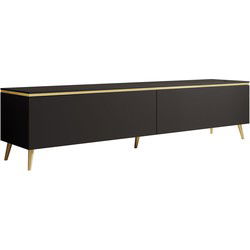 Meubella - TV-Meubel Assunta - Mat zwart - 180 cm - Staand