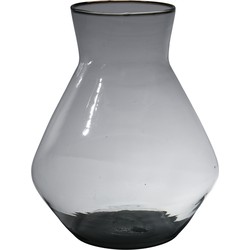 Hakbijl Glass Bloemenvaas Alexandra - transparant zwart - eco glas - D25 x H30 cm - smoke glas - Vazen