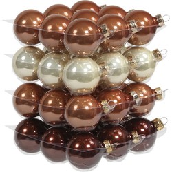 36x stuks glazen kerstballen natuurtinten (opal natural) 4 cm mat/glans - Kerstbal