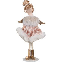 Clayre & Eef Decoratie Beeld Engel Roze Katoen