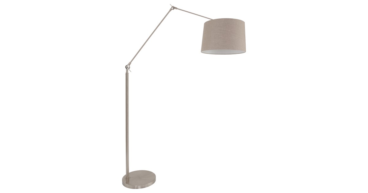 Steinhauer - Prestige Chic - vloerlamp met grijze linnen kap - staal