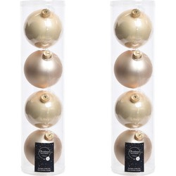 Tubes met 8x licht parel/champagne kerstballen van glas 10 cm glans en mat - Kerstbal