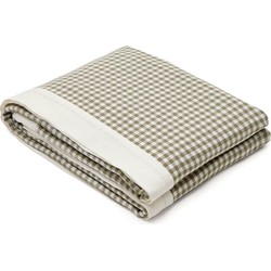 Kave Home - Tafelkleed Madremanya 100% linnen geruit groen met witte rand 170 x 250 cm