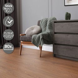 5x Deluxe PVC klevende vinyl vloerbedekking voor 2,23 m² rode eik bruin 2 mm dik ML-Design