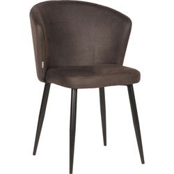 LABEL51 Eetkamerstoel Wave - Antraciet - Microfiber - Black Frame
