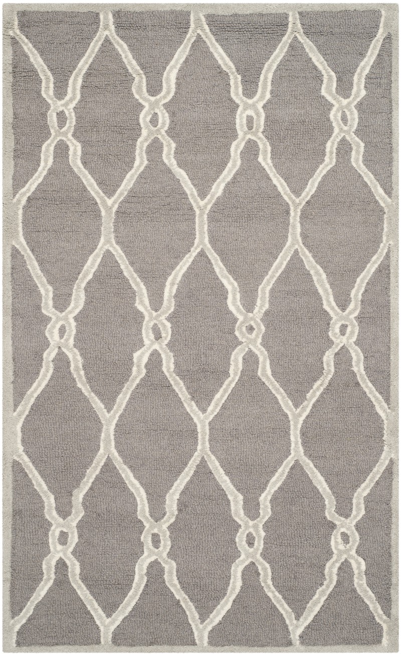 Safavieh Modern Indoor Hand Tufted Area Rug, Cambridge Collection, CAM352, in Dark Grey & Ivory, 91 X 152 cm - 